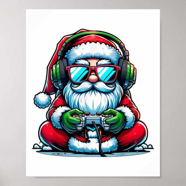 Spelet Santa Gamer Boys Video Game Santa Julafton  Poster (Framsidan)