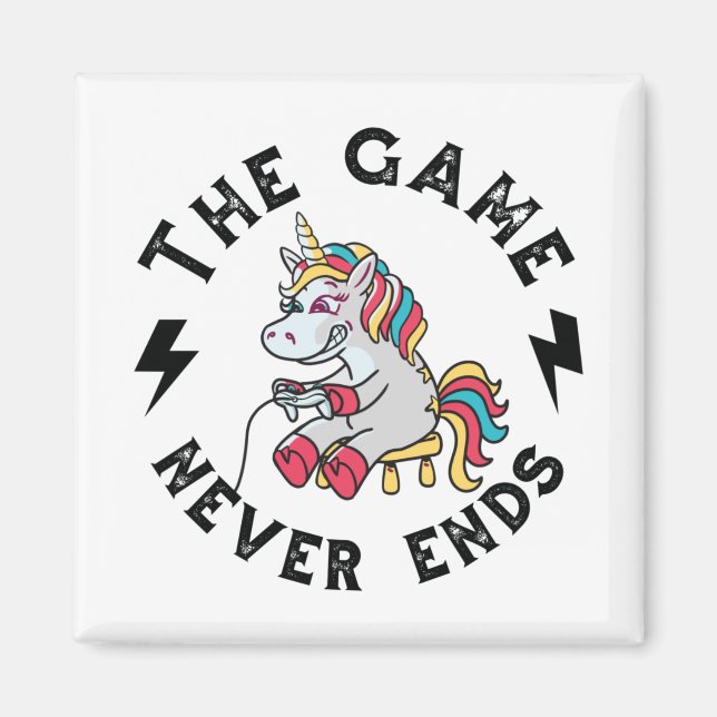 Spelet slutar aldrig för Unicorns Magnet (Framsidan)