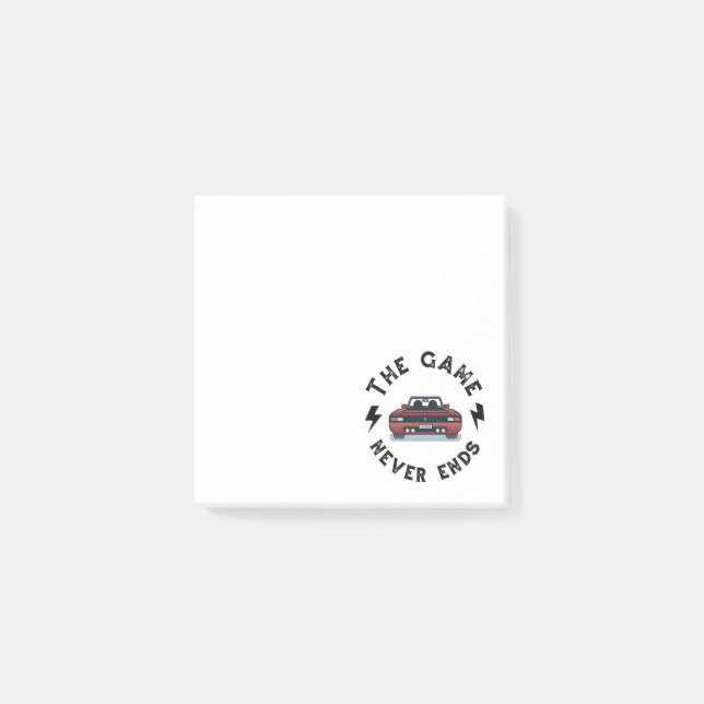 Spelet slutar aldrig post-it block (Framsida)