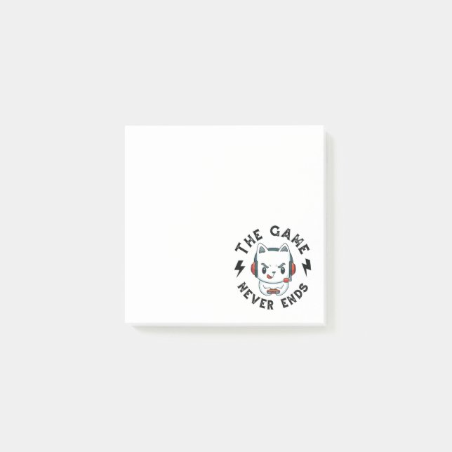 Spelet slutar aldrig post-it block (Framsida)