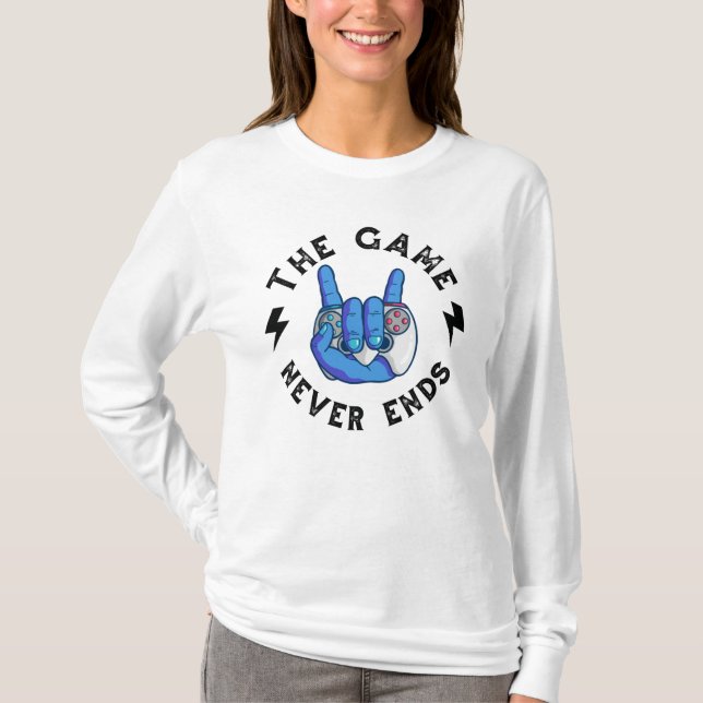 Spelet tar aldrig slut t shirt (Framsida)