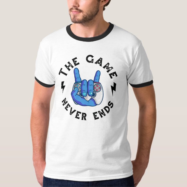 Spelet tar aldrig slut t shirt (Framsida)