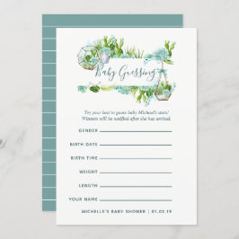 Spelet Watercolor Succulents Boy Baby Predictions Inbjudningar