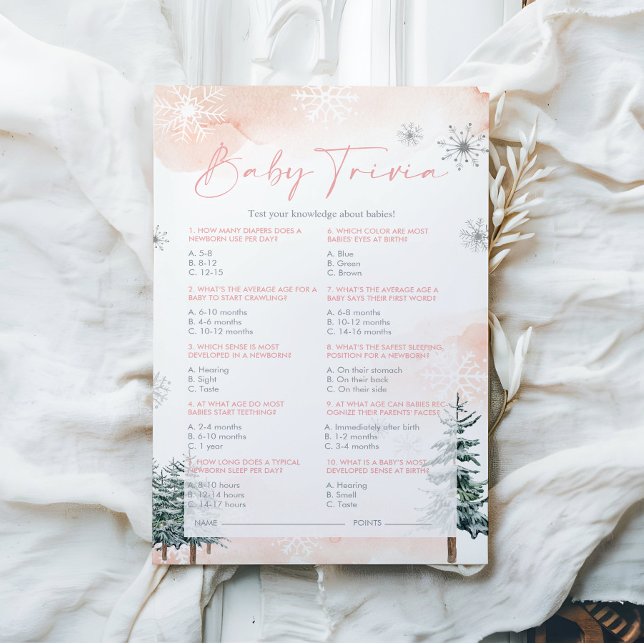 Spelet Winter Baby Trivia Baby Shower Game (Skapare uppladdad)