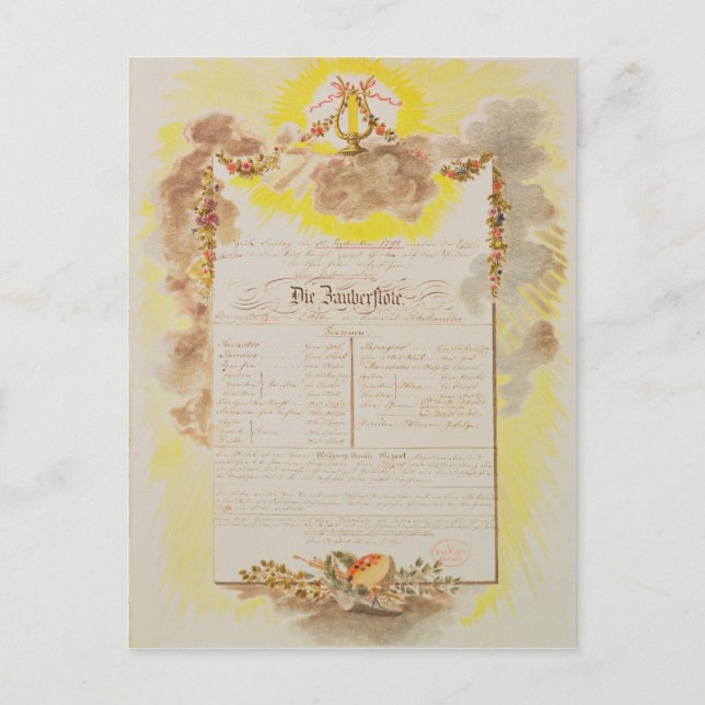 Spelfaktura för "Magic Flute" Vykort (Framsida)