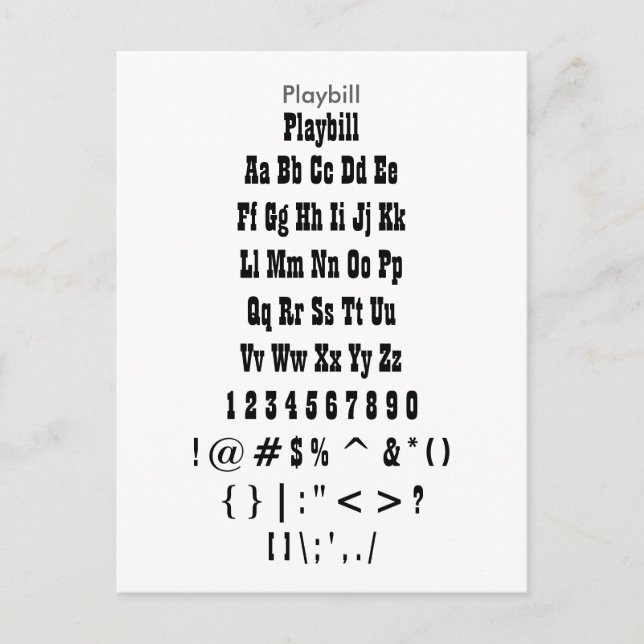 Spelfaktura - Zazzle-typexempel Lakan Vykort (Framsida)