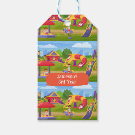 Spelfärgade barns Tecknad Playground Roligt Namn Presentetikett