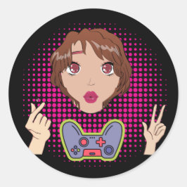 spelflicka runt klistermärke