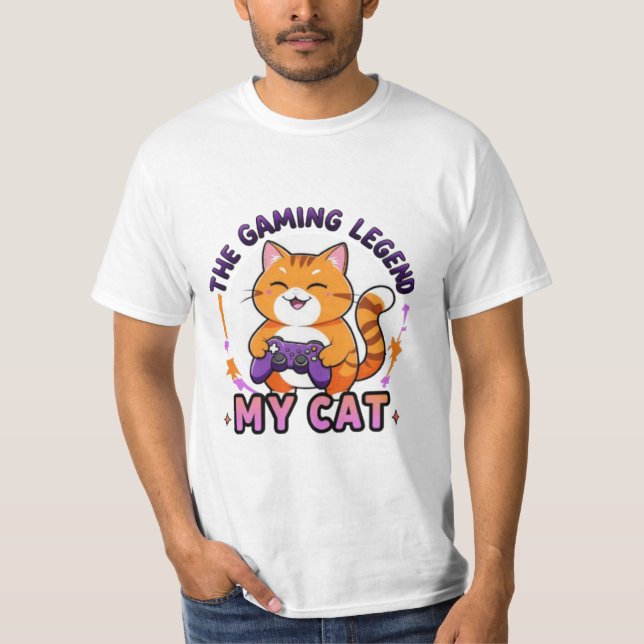 Spelförklaringen - min katt | Funny Gamer Cat Desi T Shirt (Framsida)