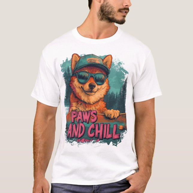 Spelfull Shiba Inu Skateboarding - Tassar och Chil T Shirt (Framsida)