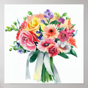 Spelfullt regnbåge, närvarande Bouquet (D) Poster