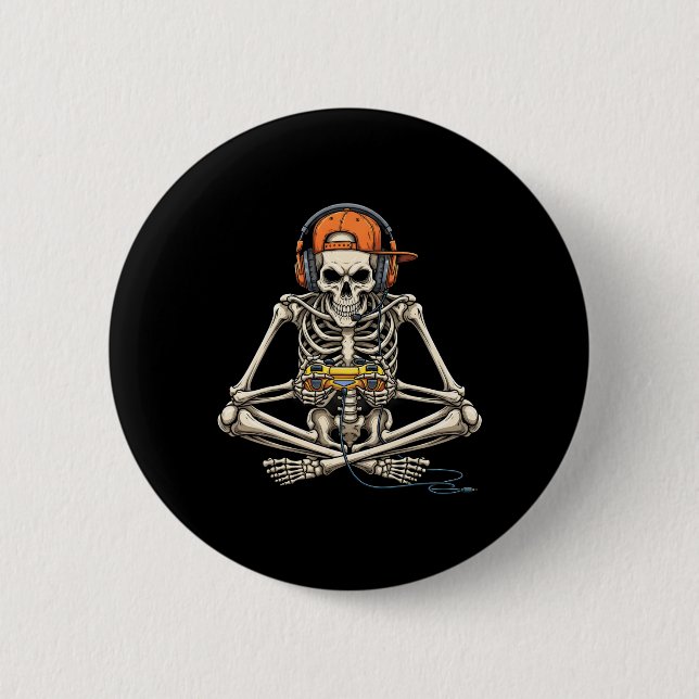 Spelfunktionen Halloween Skeleton Gamer Video Gami Knapp (Framsida)