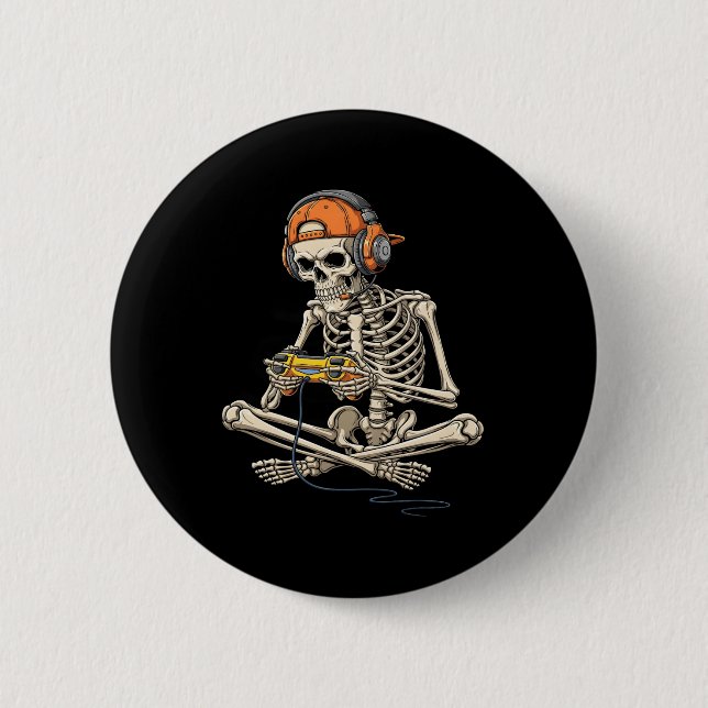 Spelfunktionen Halloween Skeleton Gamer Video Gami Knapp (Framsida)