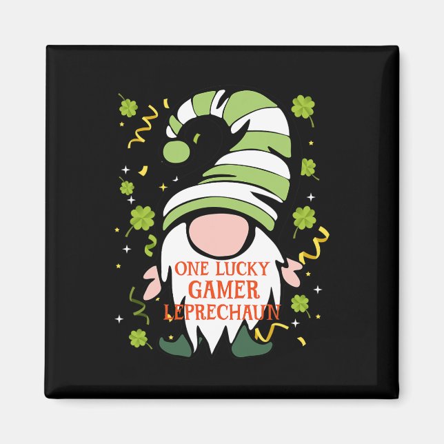 Spelglad St Patrick's Day Lucky Gnome Familj Ma Magnet (Framsidan)