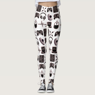 Spelgrafik   Gamer Black, White och Rosa Leggings