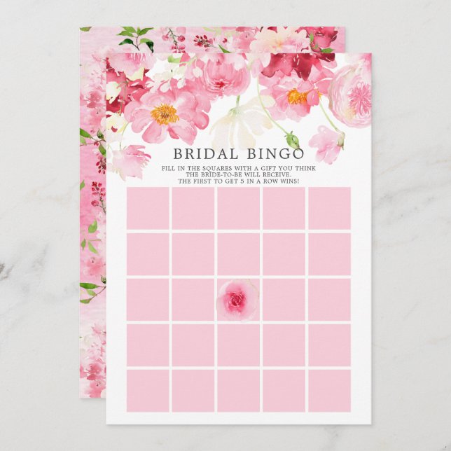 Spelinbjudan för vår Blommar BINGO Möhippa  Inbjudningar (Fram/baksida)