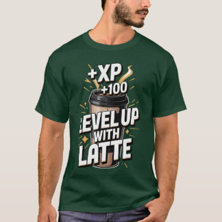 Spelkaffe Level Up Med Latte vänner T Shirt
