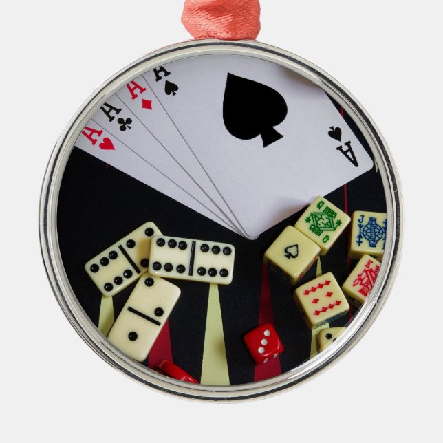 Spelkasinospel delara julgransprydnad metall (Framsidan)