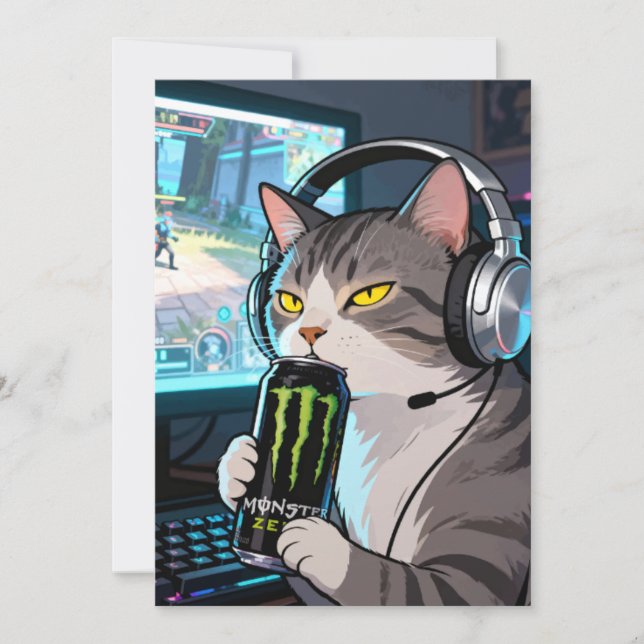 Spelkatt med Monster Energy D Inbjudningar (Framsida)
