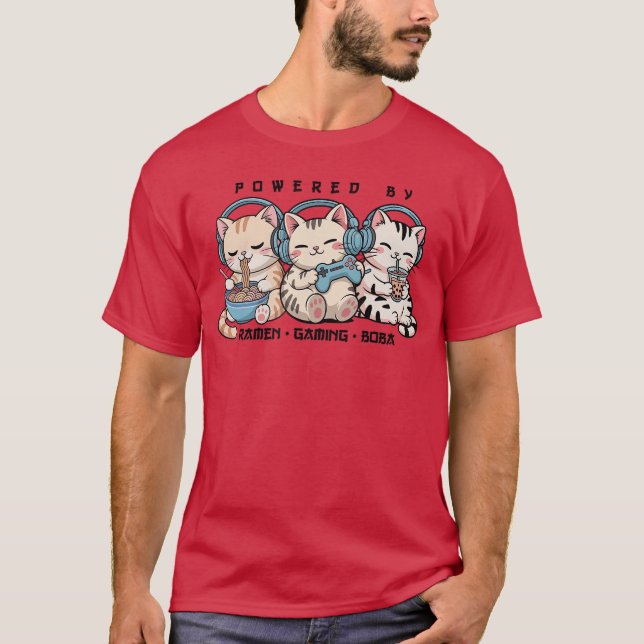 Spelkatter Drivs av Spel Rame Spelare Kawaii Ca T Shirt (Framsida)