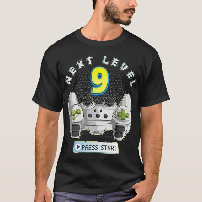 Spelkontroll 9:e födelsedag nästa nivå 9 t shirt (Framsida)