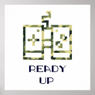 Spelkontroll för kamouflage Video Redo Up Gamer Poster