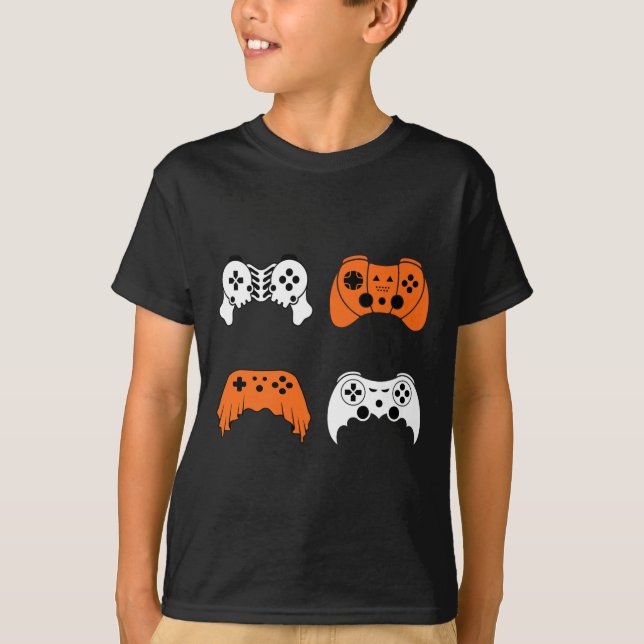 Spelkontroll för spelkontrollant för Halloween-vid T Shirt (Framsida)