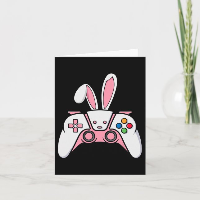 Spelkontroll med Bunny Öron Funny Påsk Gamin Kort (Framsida)