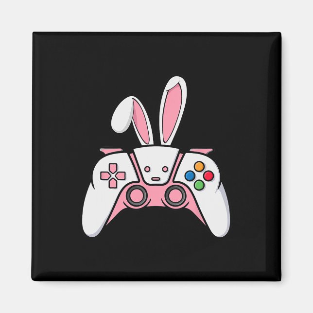 Spelkontroll med Bunny Öron Funny Påsk Gamin Magnet (Framsidan)