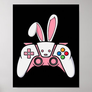Spelkontroll med Bunny Öron Funny Påsk Gamin Poster
