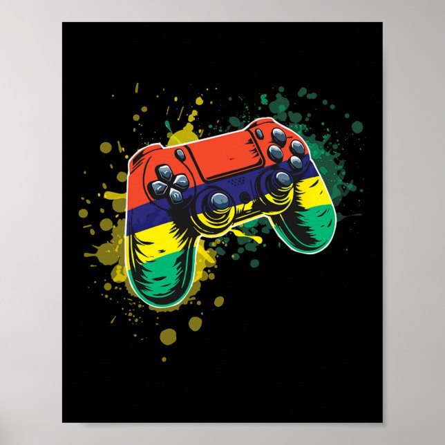 Spelkontroll med Mauritiusflagga  Poster (Framsidan)