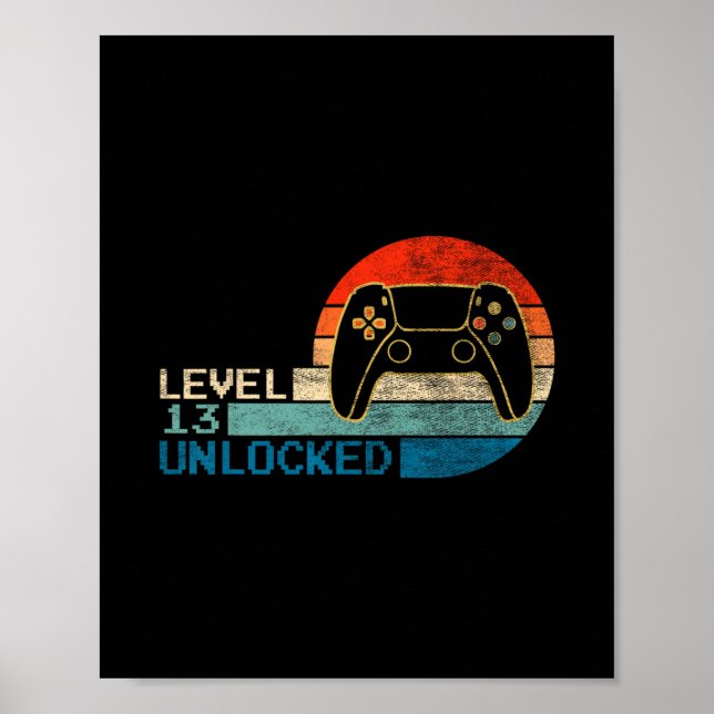 Spelkontroll Oupplåst Nivå 13 Födelsedagspresent B Poster (Framsidan)