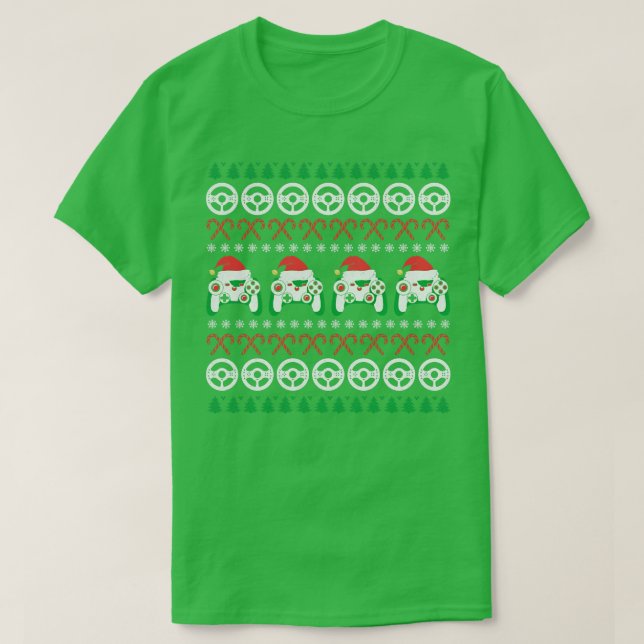 Spelkontroll Santa Hat Video Gaming Ugly Kristus T Shirt (Design framsida)