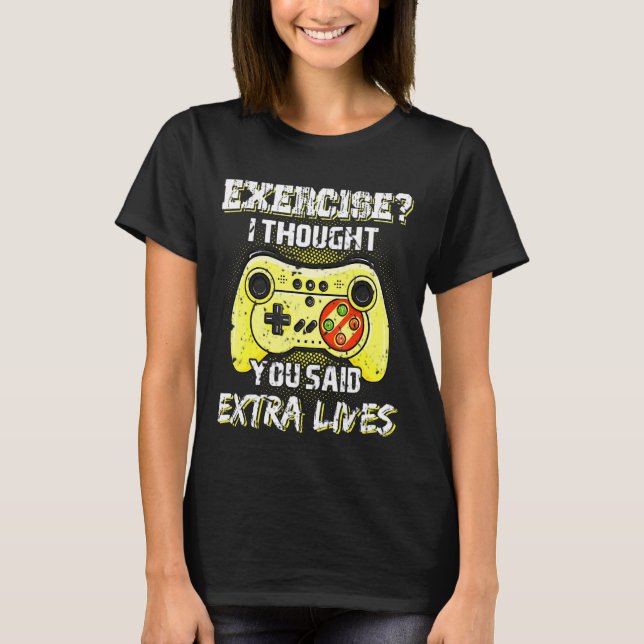 Spelkontrollen Extra Lives Play Retro Game Video G T Shirt (Framsida)
