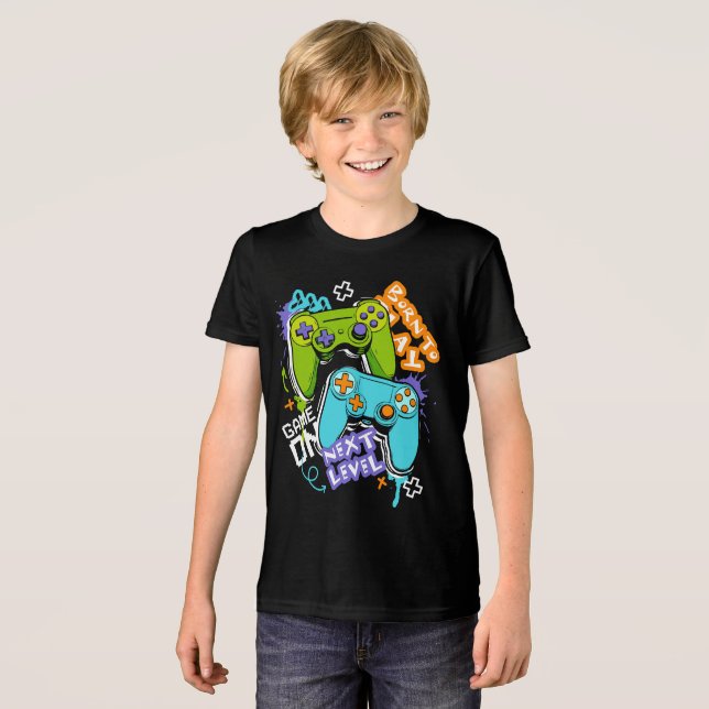 Spelkontroller Graffiti Spelande Född att spela  T Shirt (Framsida Full)