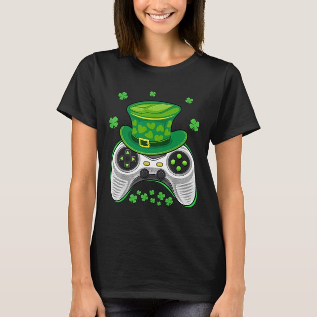 Spelkontroller Shamrock Gamer St Patrick D T Shirt (Framsida)