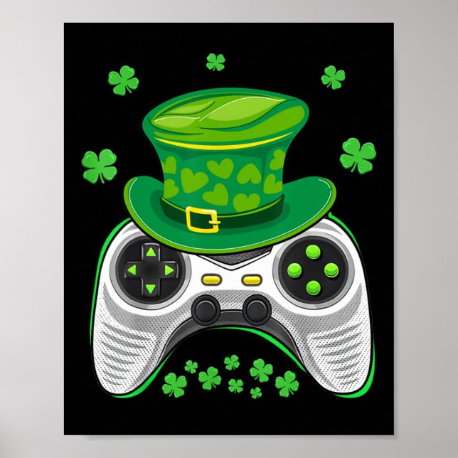 Spelkontroller Shamrock Gamer St Patricks D Poster (Framsidan)