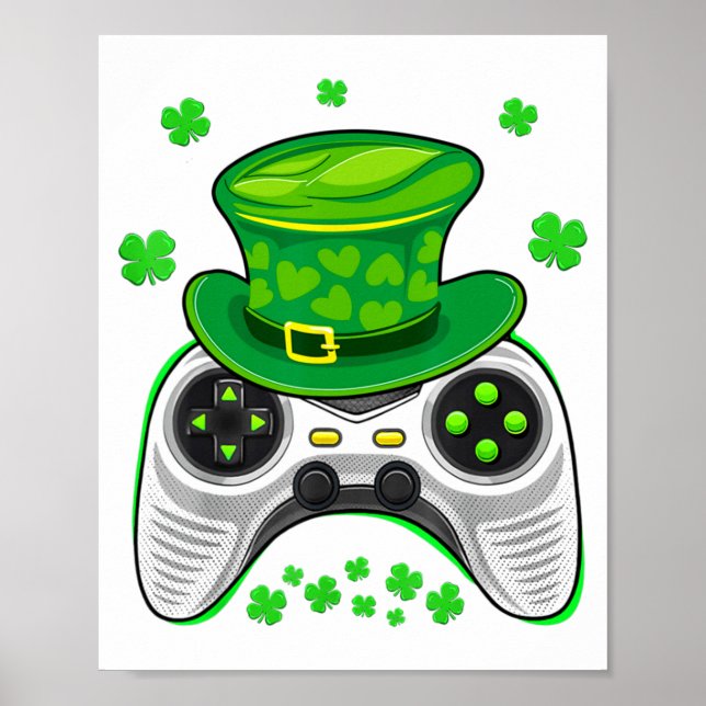 Spelkontroller Shamrock Gamer St Patricks Day Gam Poster (Framsidan)