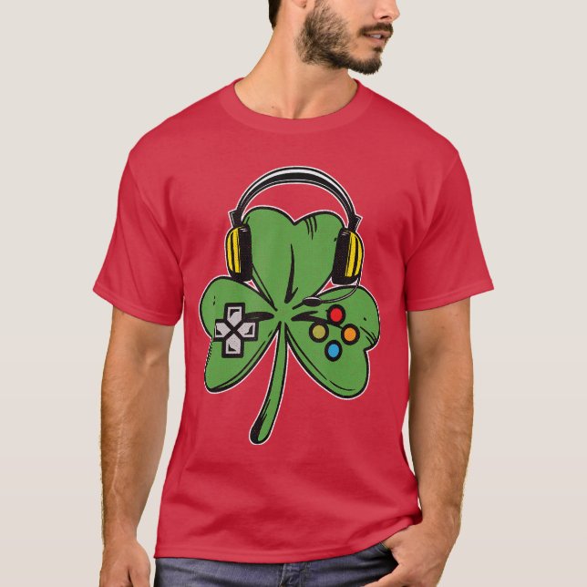 Spelkontroller St Patricks Day Shamrock Spelare I T Shirt (Framsida)