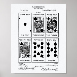 Spelkort 1893 Patent Art White Papper Poster