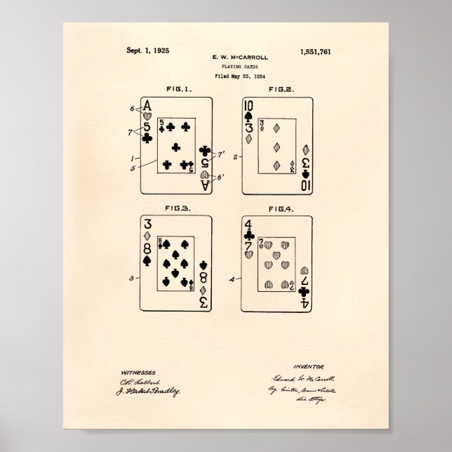 Spelkort 1925 Patent Art Old Peper Poster (Framsidan)