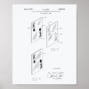 Spelkort 1972 Patent Art White Papper Poster