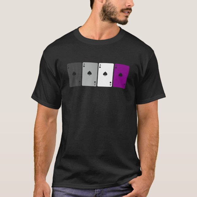 Spelkort Ace Funny Asexuality Pride Flagga HBT T Shirt (Framsida)