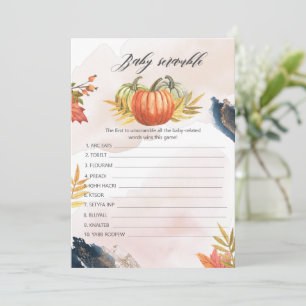 Spelkort för Baby-skandalösa fall Pumpkin Baby Sho Inbjudningar