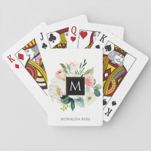  spelkort för blommigt i monogram