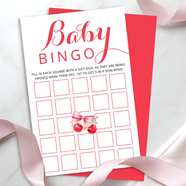 Spelkort för Cherry Baby Bingo | Babyvisningsaktiv (Baby Bingo Baby Shower Game)