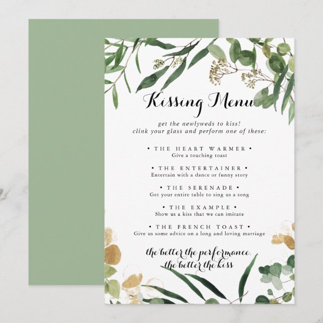 Spelkort för den tropiska Guld-Grönten Bröllop Kis (Fram/baksida)