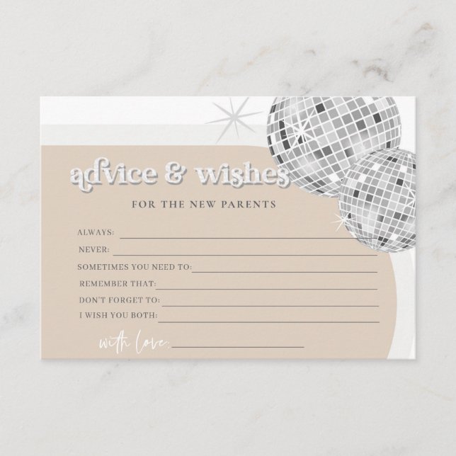 Spelkort för Disco Advice och Önskemål Baby Shower Tilläggskort (Framsida)