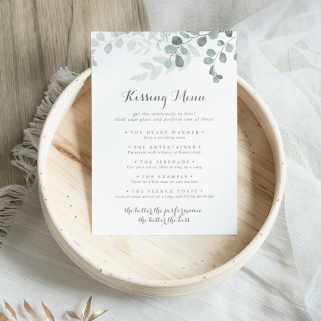 Spelkort för Eucalyptus Bröllop Kissing Menu (Skapare uppladdad)