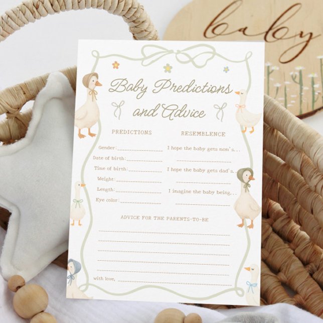 Spelkort för Fånig Goose Baby Shower Baby Predicat Inbjudningar (Skapare uppladdad)